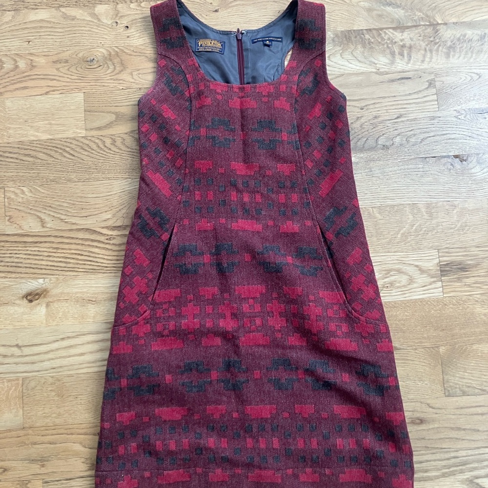 Pendleton Wool Red And Black Patterned Mini Dress - image 1